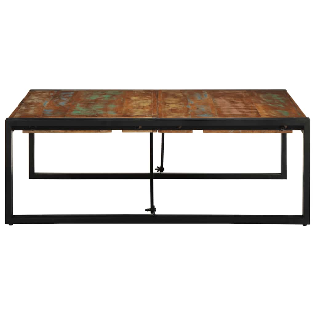 sofabord 100x100x35 cm massivt genbrugstræ flerfarvet