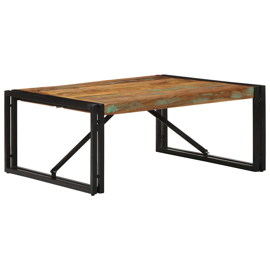 sofabord 80x80x35 cm massivt genbrugstræ flerfarvet