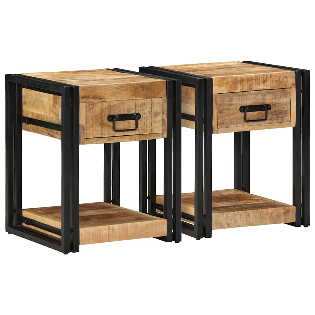 sengeskabe 2 stk 40x40x50 cm massivt ru mangotræ
