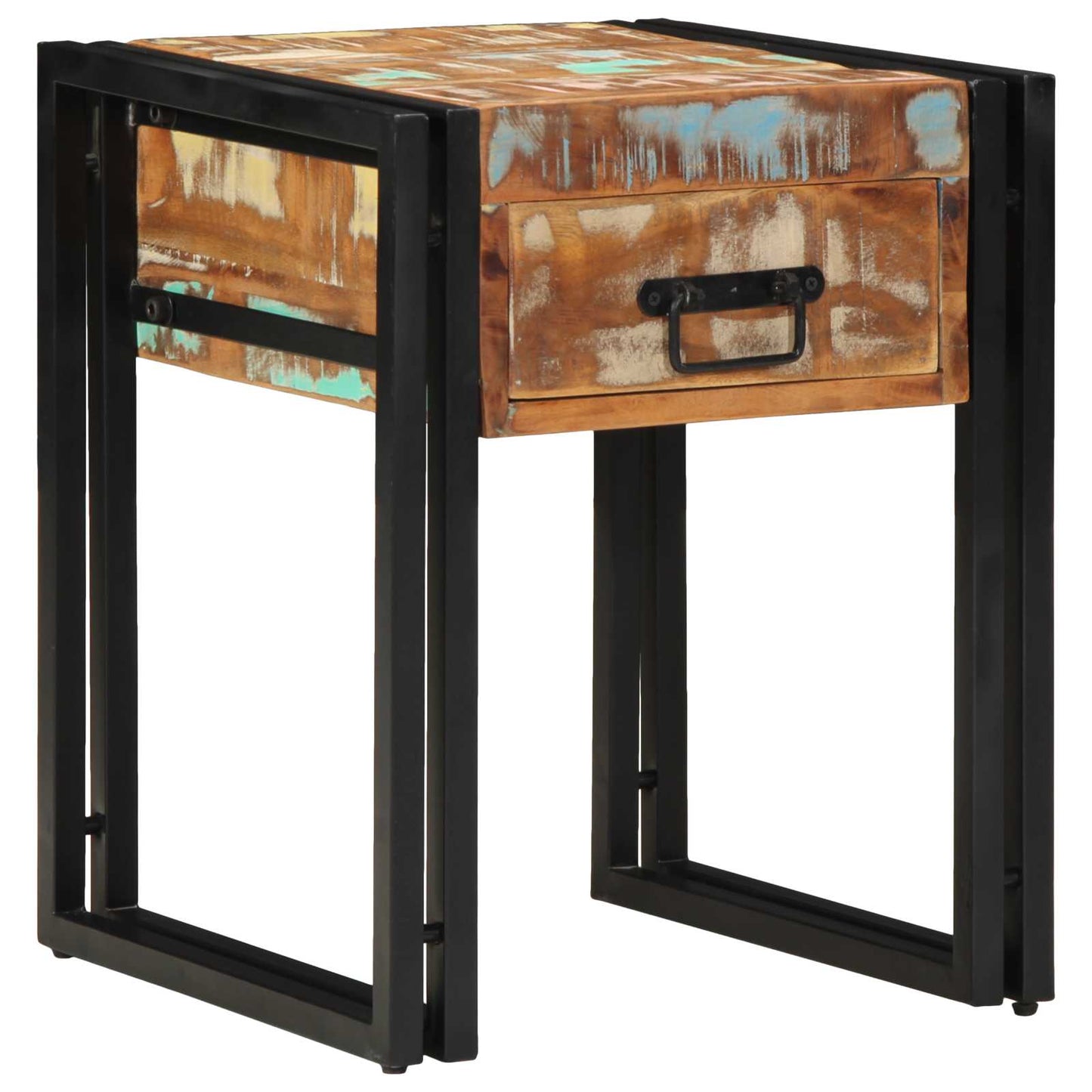 Endebord Mønstret og sort 40 x 40 x 50 cm Solid genbrugs træ