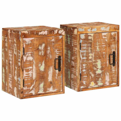 Sengebord 2 pcs Brun 35 x 33 x 48 cm Massivt genbrugstræ
