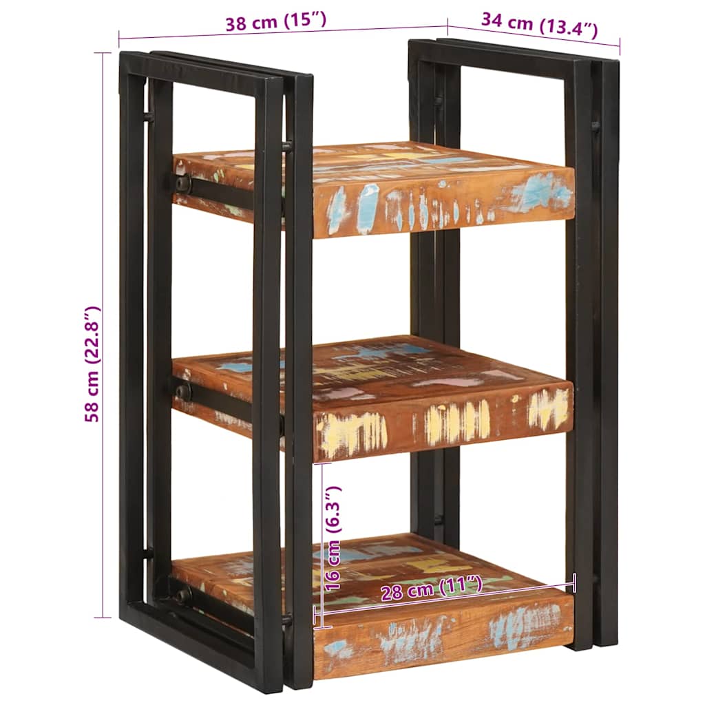 Sengebord Brun og sort 38 x 33 x 58 cm Massivt genbrugstræ