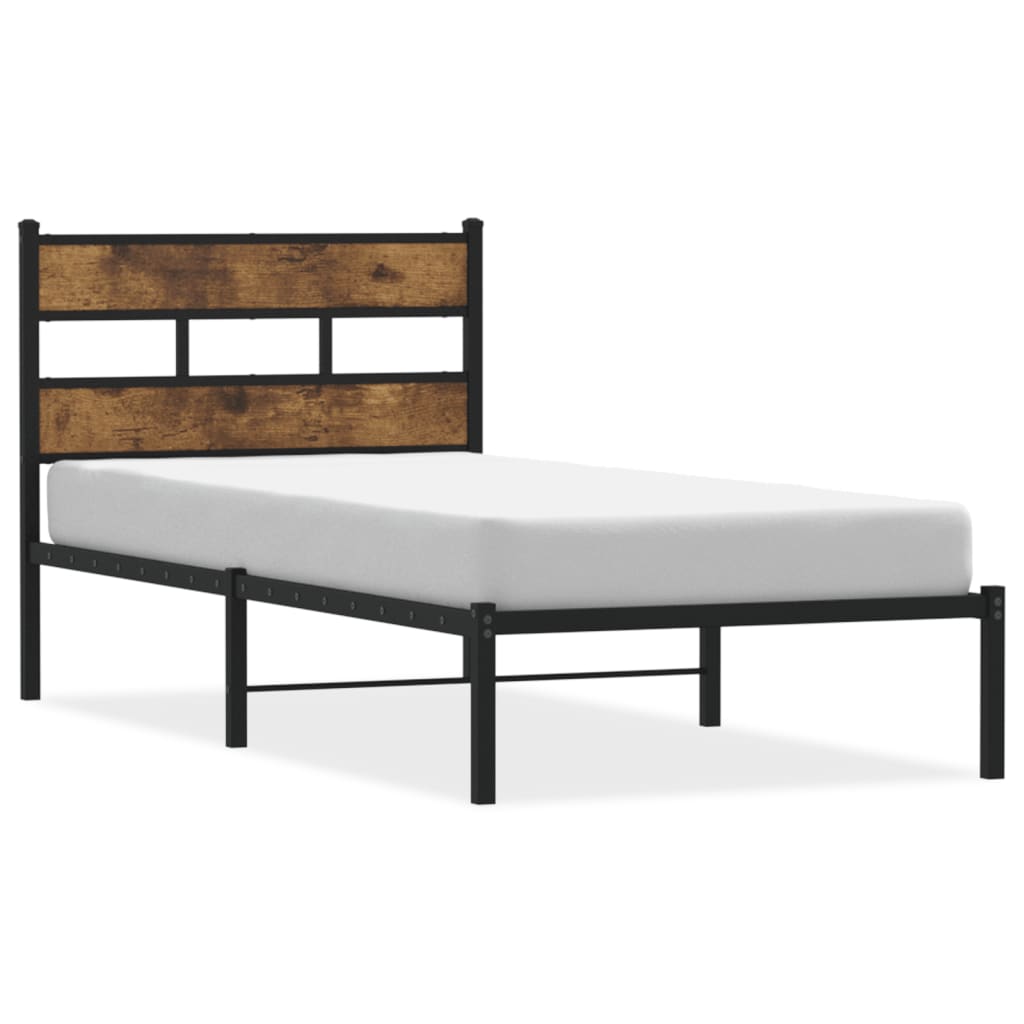 sengeramme uden madras 90x190 cm metal røget egetræsfarve
