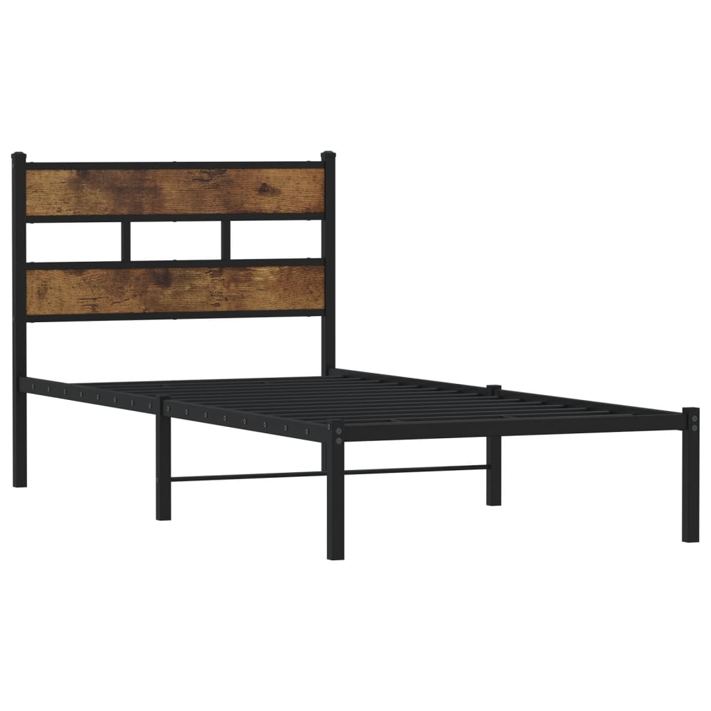 sengeramme uden madras 107x203 cm metal røget egetræsfarve
