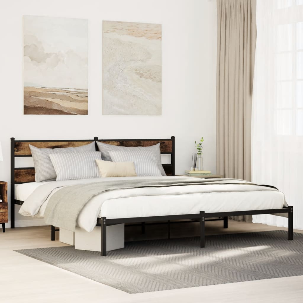 sengeramme uden madras 180x200 cm metal røget egetræsfarve