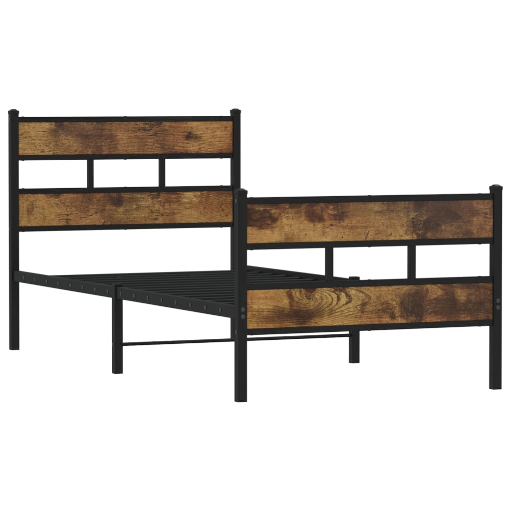 sengeramme uden madras 90x200 cm metal røget egetræsfarve