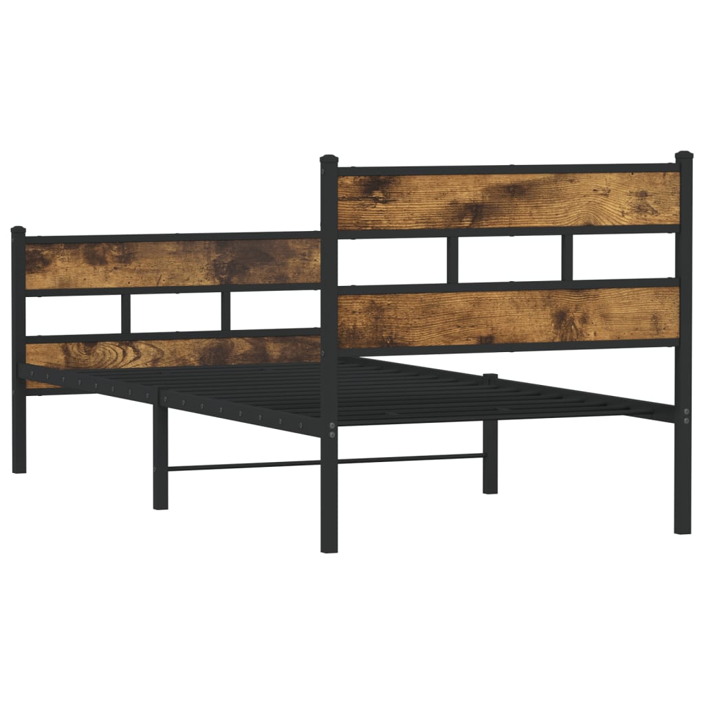 sengeramme uden madras 100x200 cm metal røget egetræsfarve