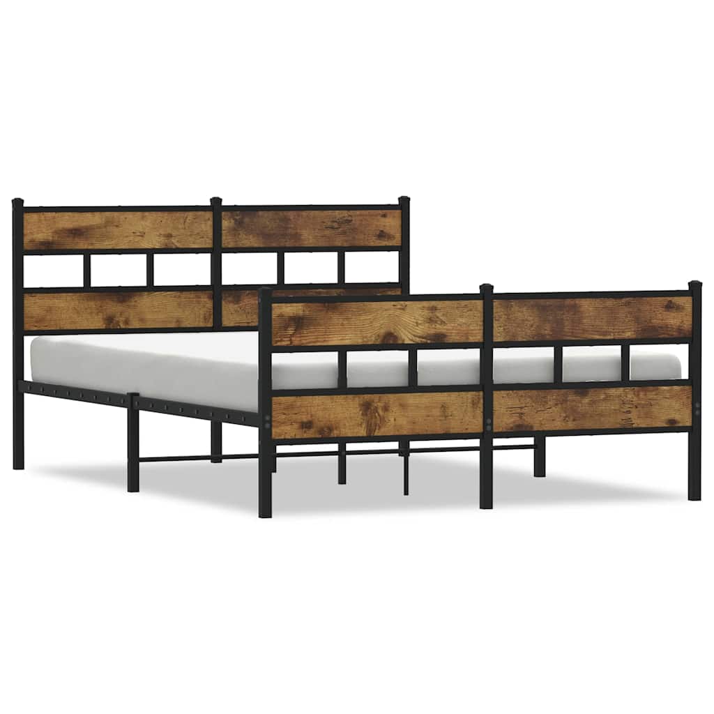 sengeramme uden madras 140x190 cm metal røget egetræsfarve