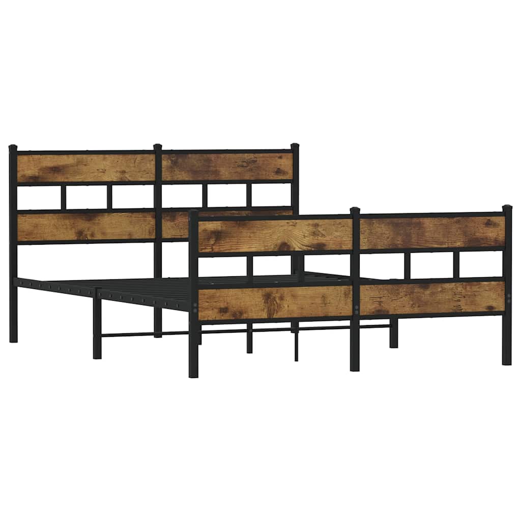 sengeramme uden madras 140x190 cm metal røget egetræsfarve