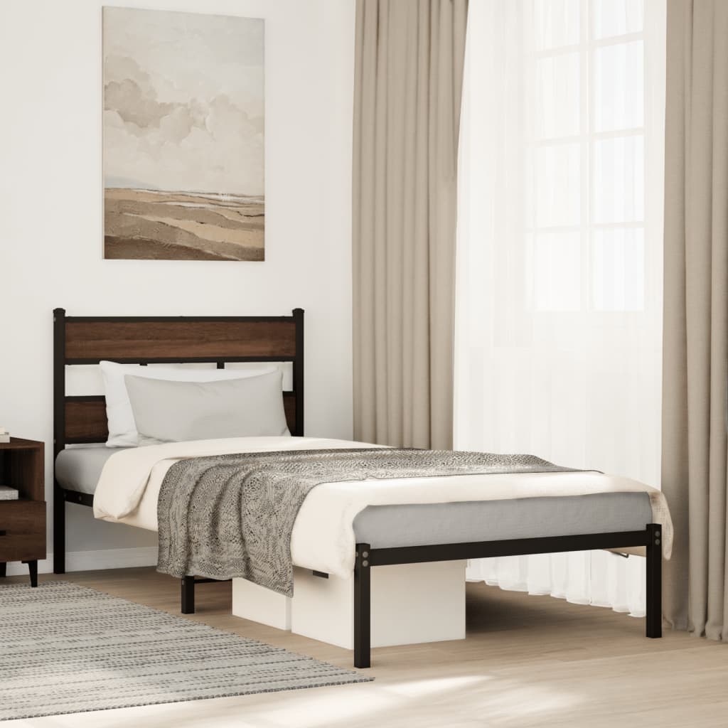 sengeramme m. sengegavl 90x200 cm uden madras brun egetræsfarve