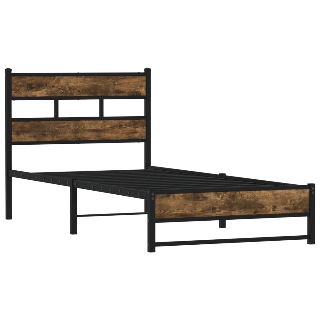 sengeramme uden madras 75x190 cm metal røget egetræsfarve