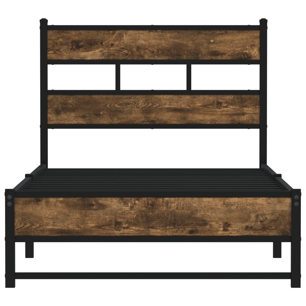 sengeramme uden madras 75x190 cm metal røget egetræsfarve