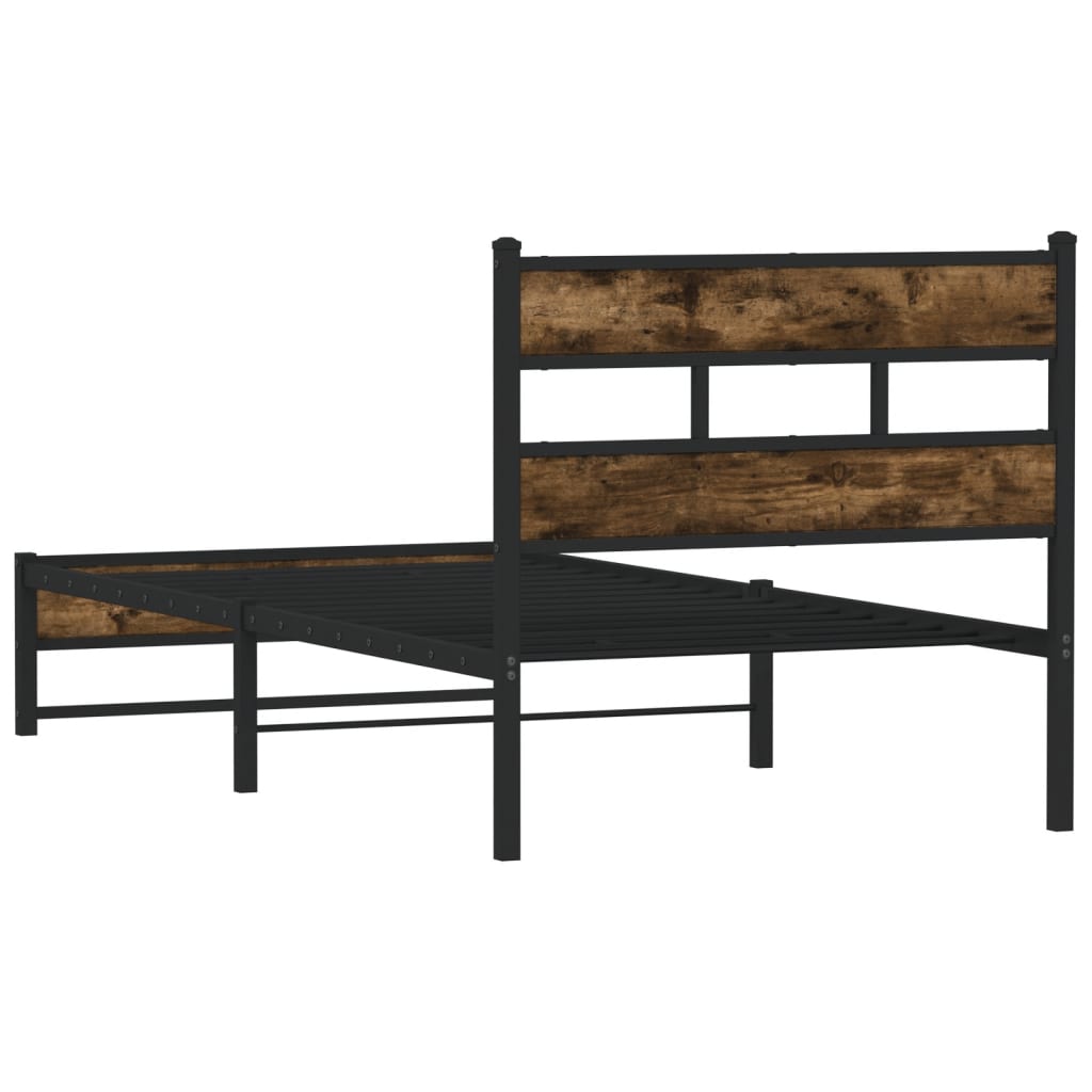 sengeramme uden madras 75x190 cm metal røget egetræsfarve