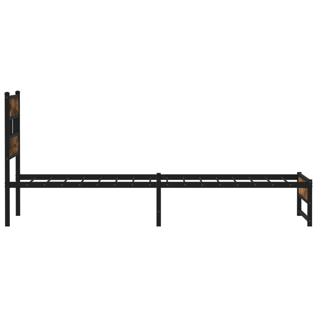 sengeramme uden madras 90x200 cm metal røget egetræsfarve