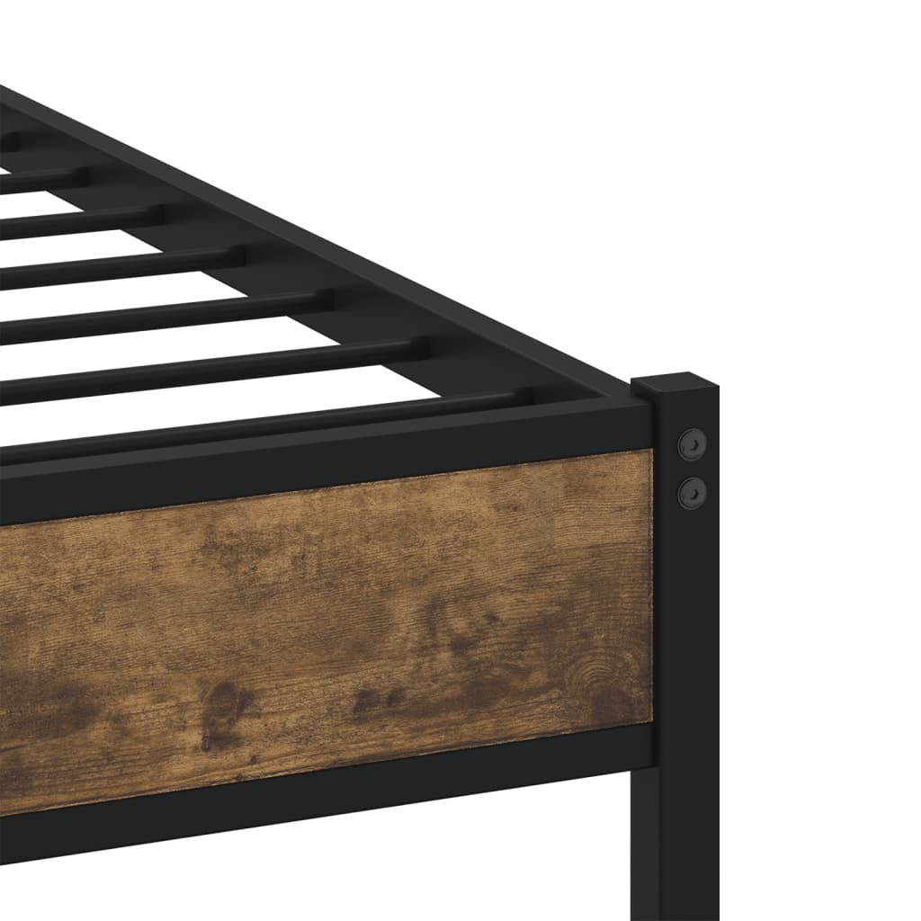 sengeramme uden madras 107x203 cm metal røget egetræsfarve