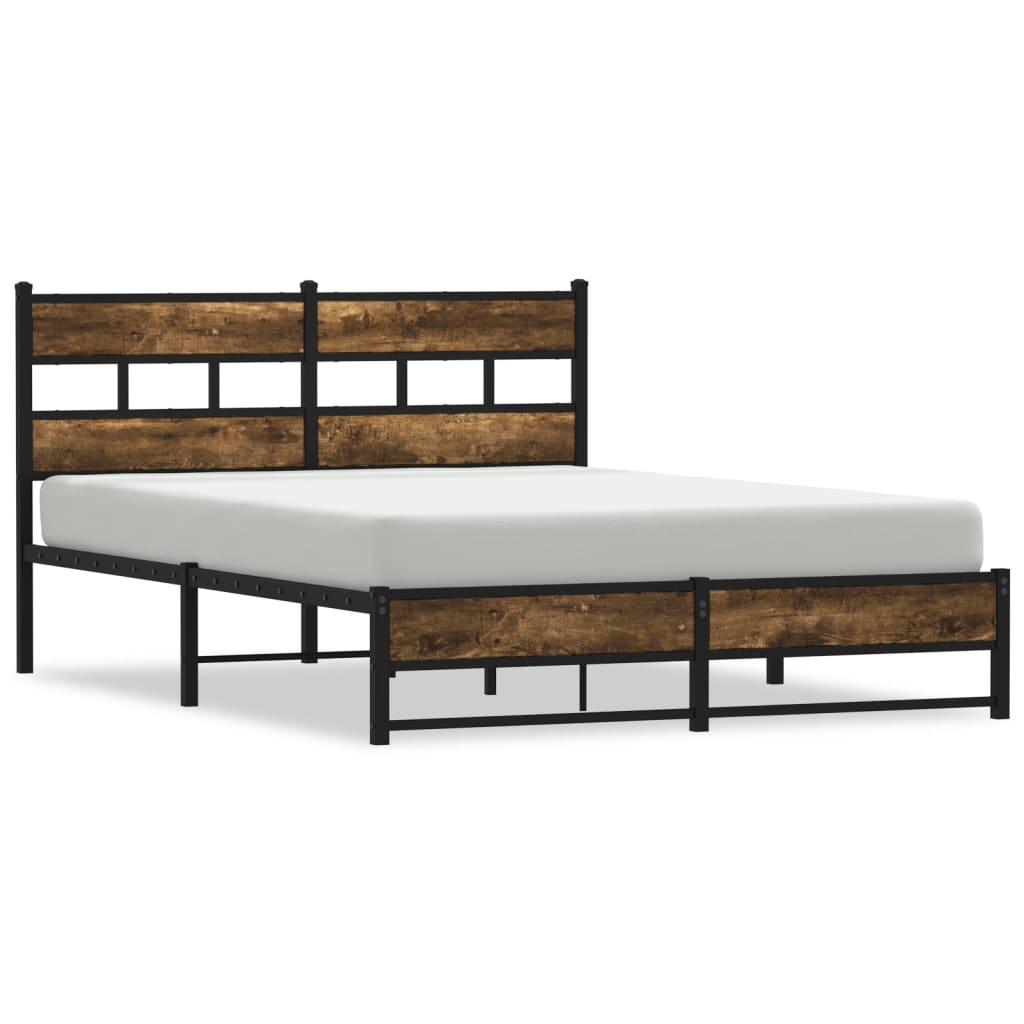 sengeramme uden madras 140x190 cm metal røget egetræsfarve