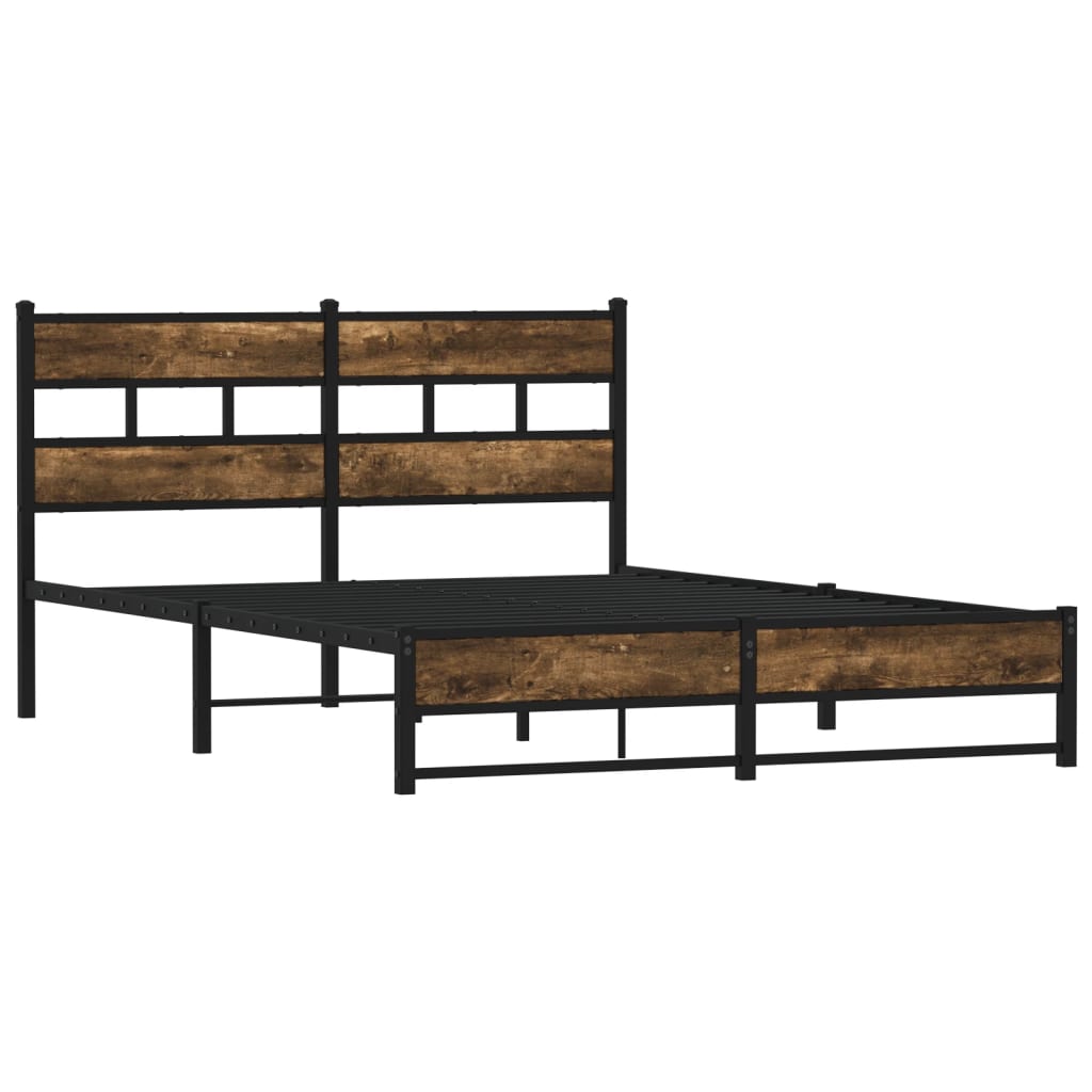 sengeramme uden madras 140x190 cm metal røget egetræsfarve