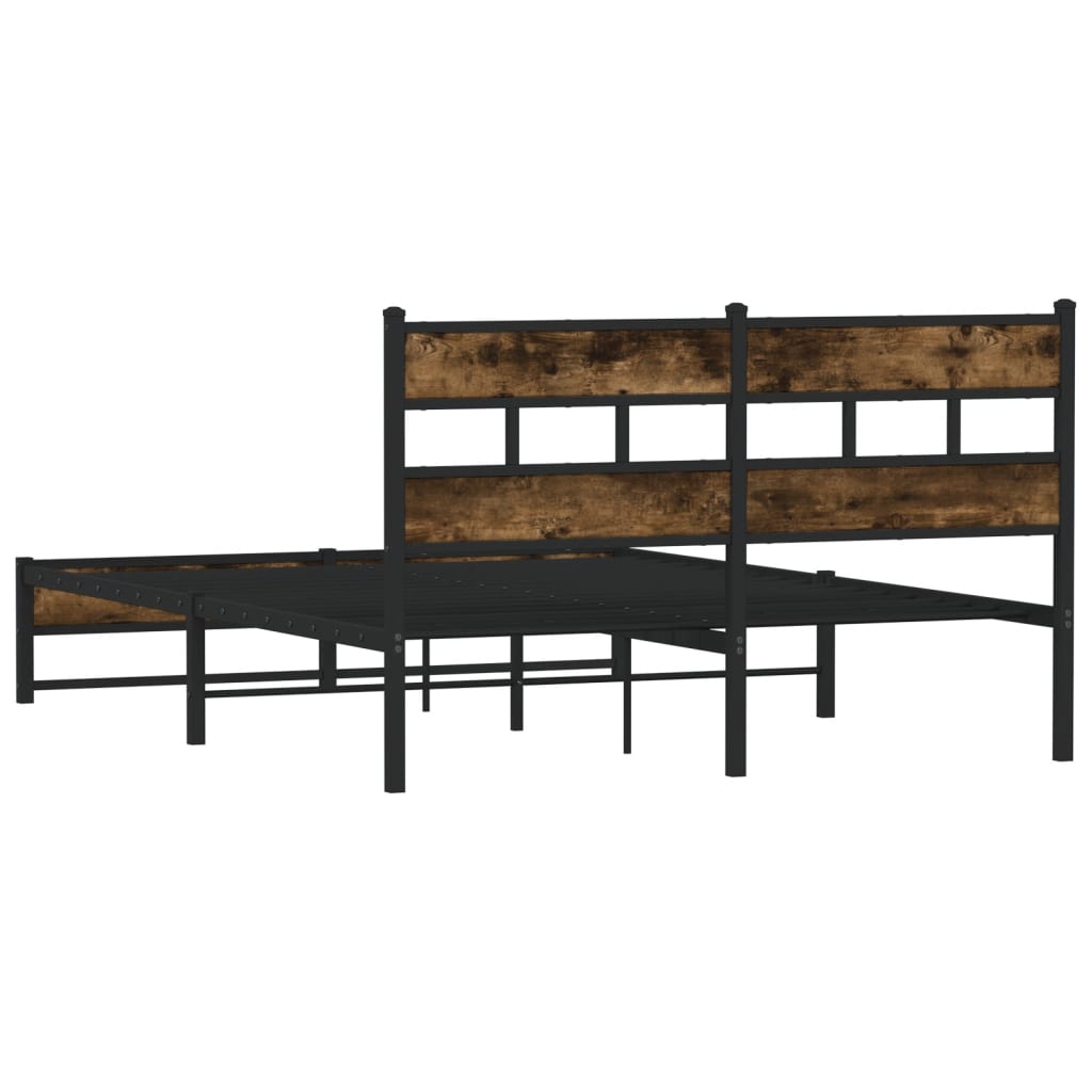 sengeramme uden madras 150x200 cm metal røget egetræsfarve