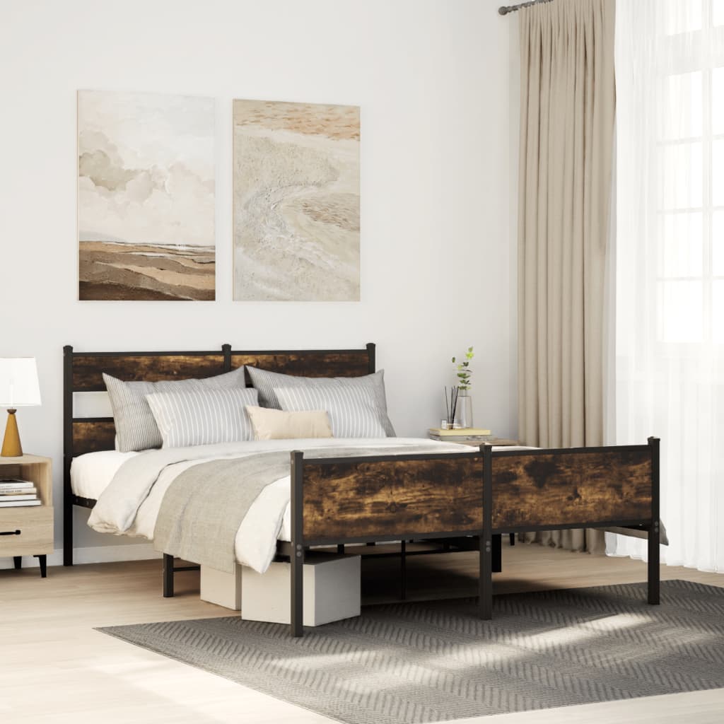 sengeramme 140x190 cm uden madras konstrueret træ røget eg