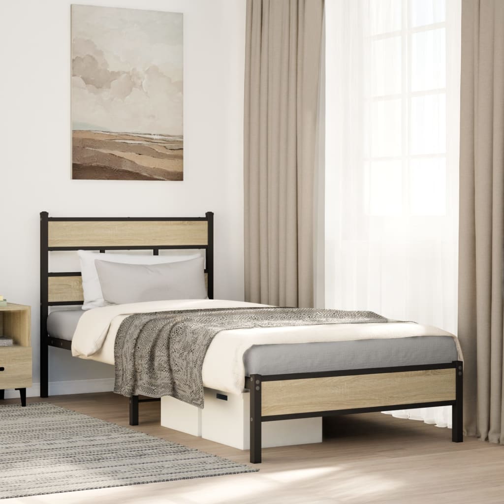 sengeramme 75x190 cm uden madras konstrueret træ sonoma-eg