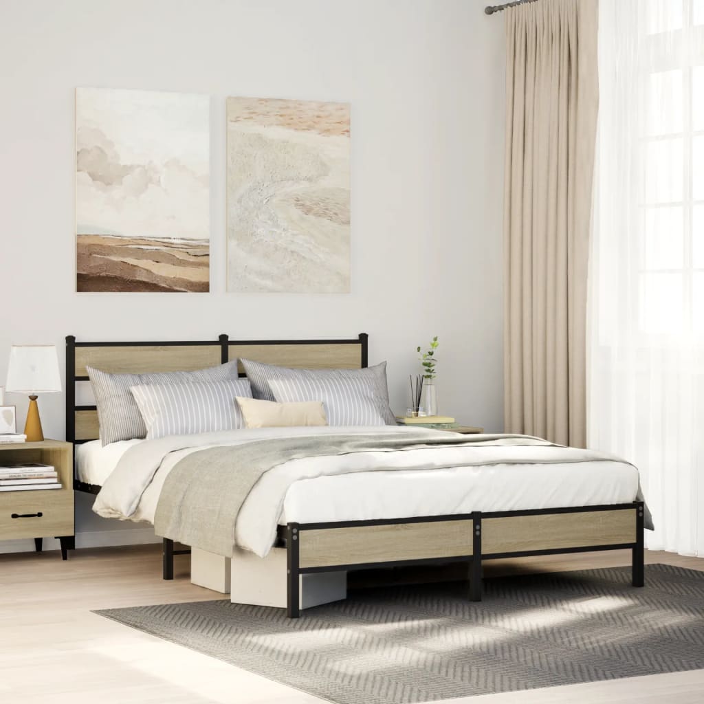 sengeramme 140x200 cm uden madras konstrueret træ sonoma-eg