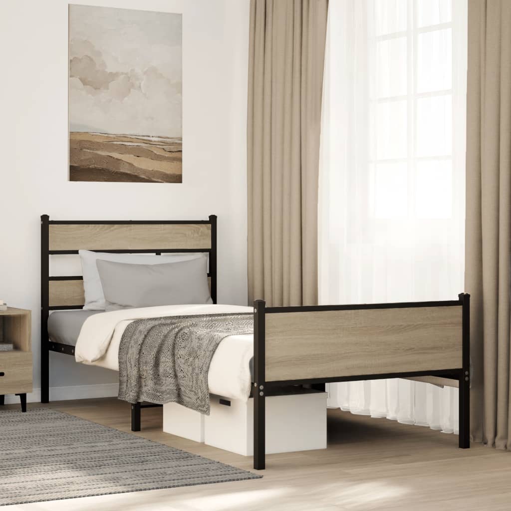 sengeramme 75x190 cm uden madras konstrueret træ sonoma-eg