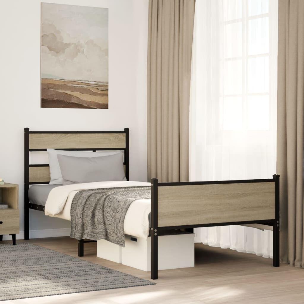 sengeramme 107x200 cm uden madras konstrueret træ sonoma-eg