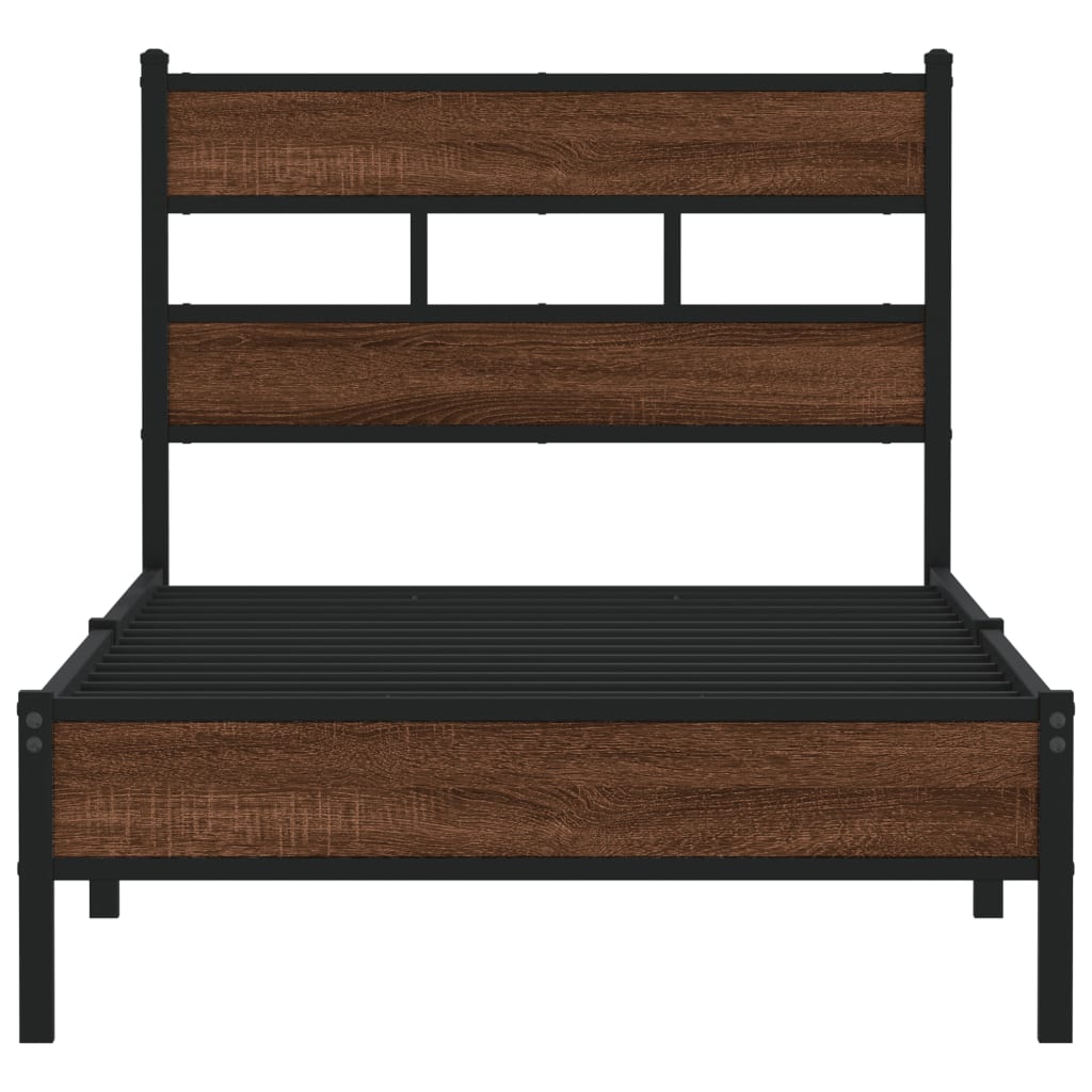 sengeramme 90x190 cm uden madras konstrueret træ brunt eg