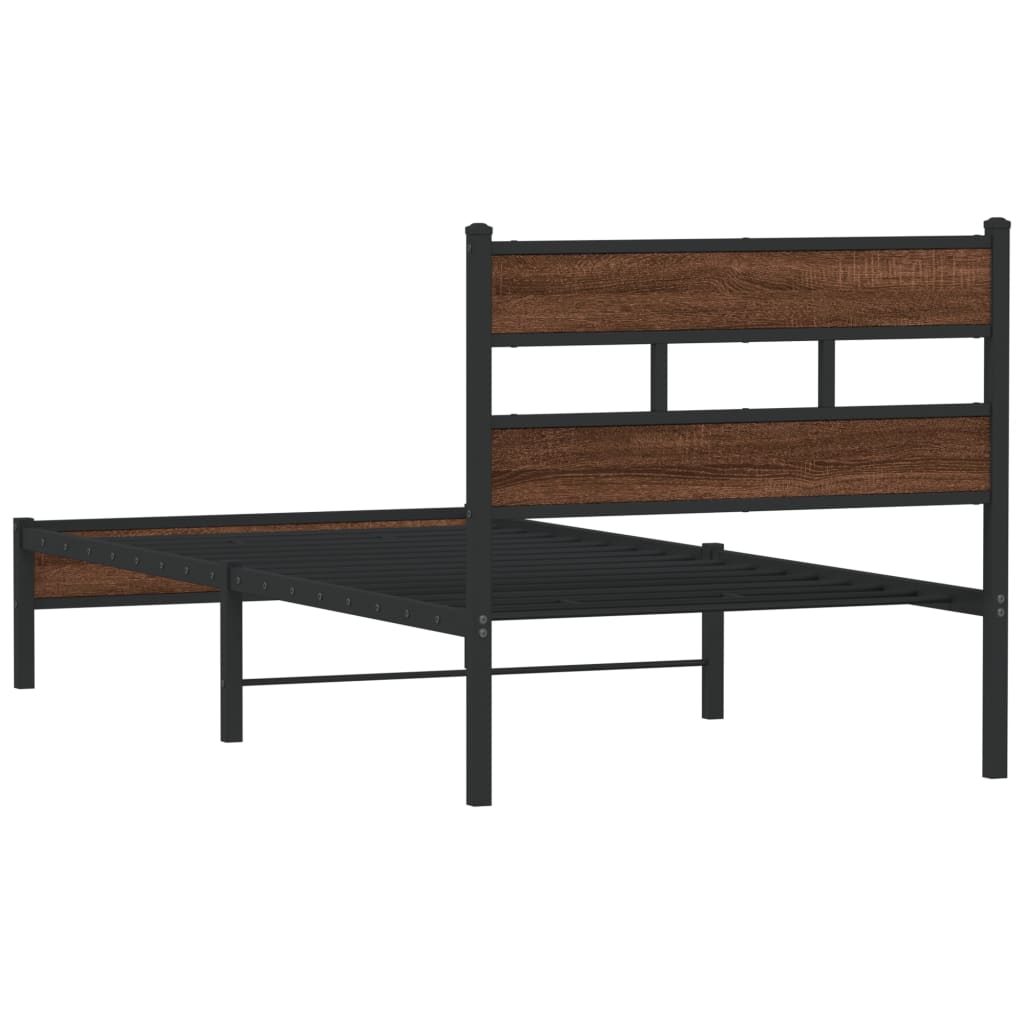 sengeramme 90x190 cm uden madras konstrueret træ brunt eg