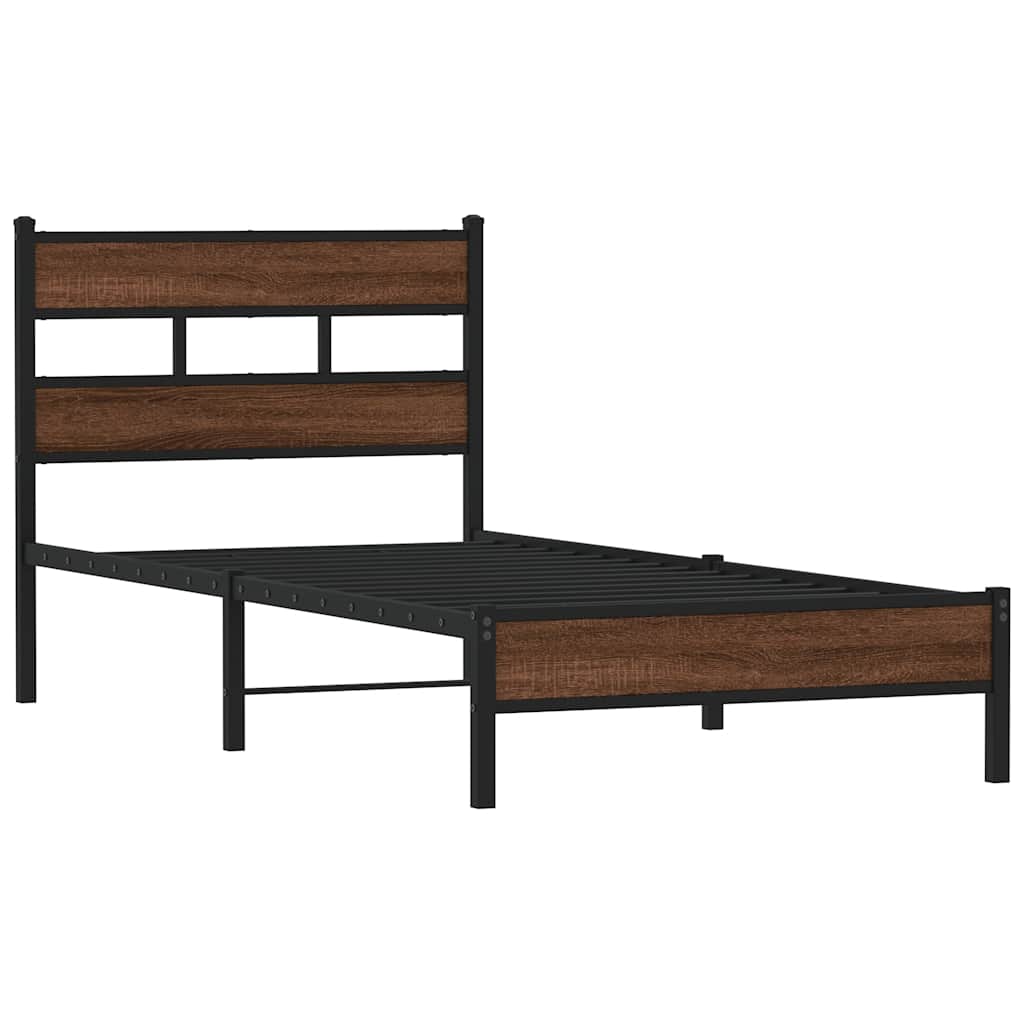 sengeramme 90x200 cm uden madras konstrueret træ brunt eg