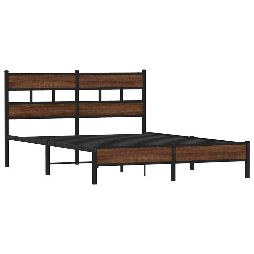 sengeramme 150x200 cm uden madras konstrueret træ brunt eg