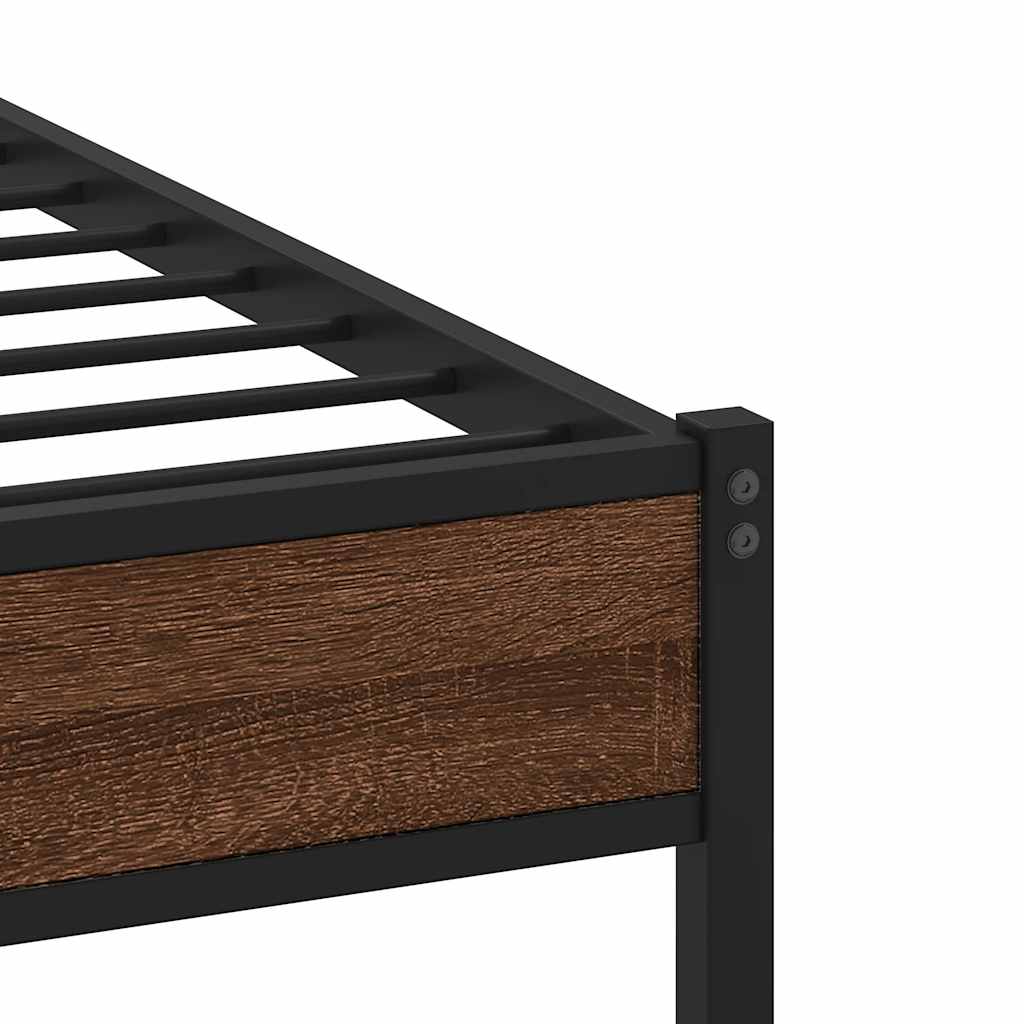 sengeramme 100x200 cm uden madras metal brun egetræsfarve