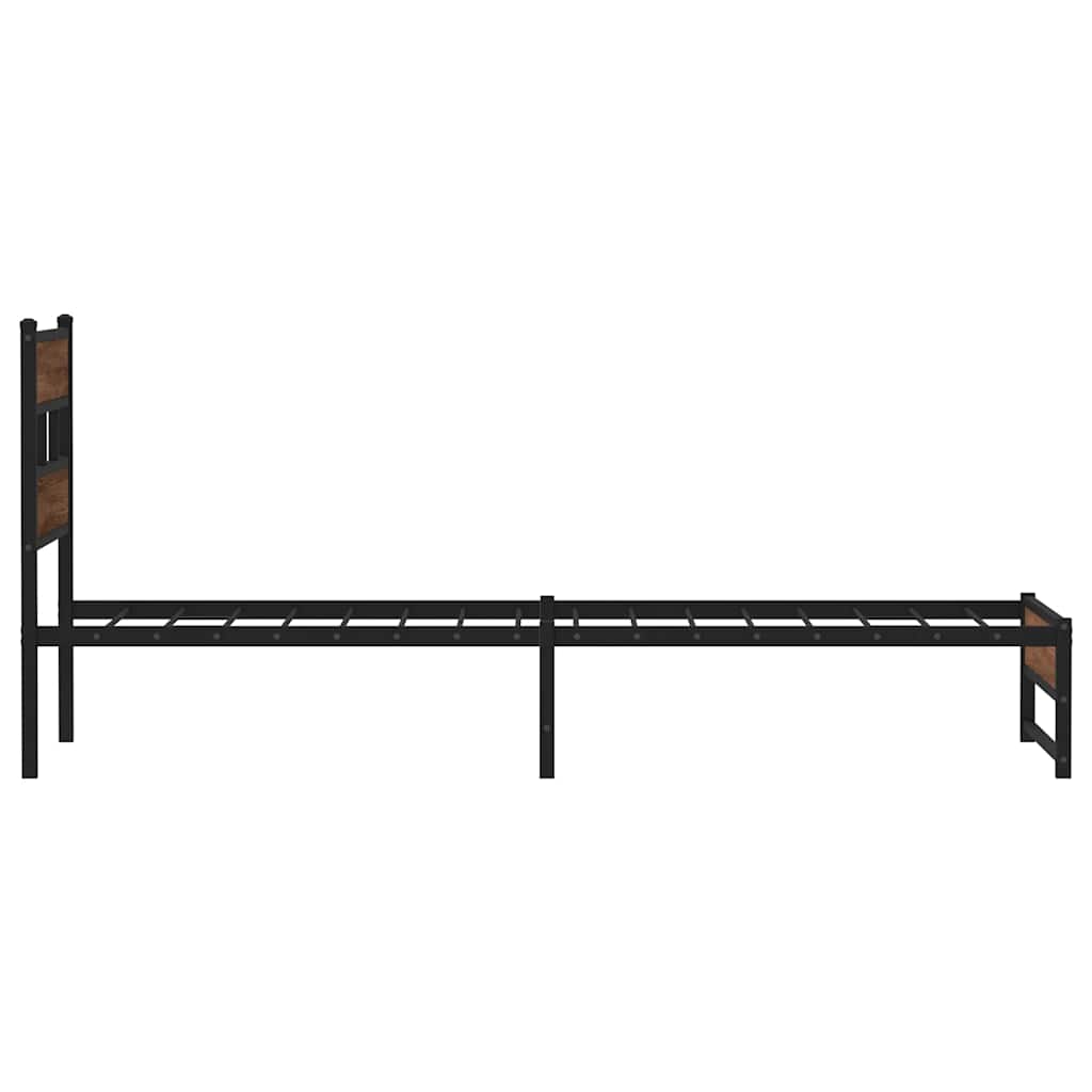 sengeramme 107x203 cm uden madras metal brun egetræsfarve
