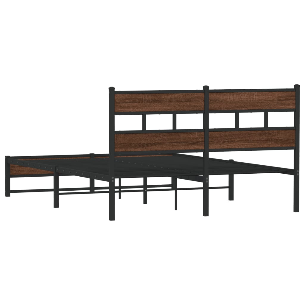 sengeramme 135x190 cm uden madras metal brun egetræsfarve
