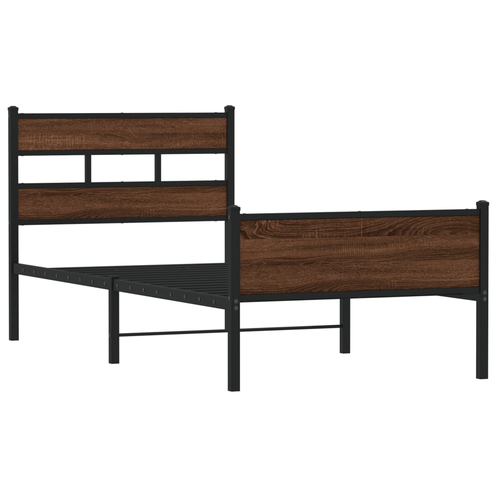 sengeramme 90x200 cm uden madras konstrueret træ brunt eg