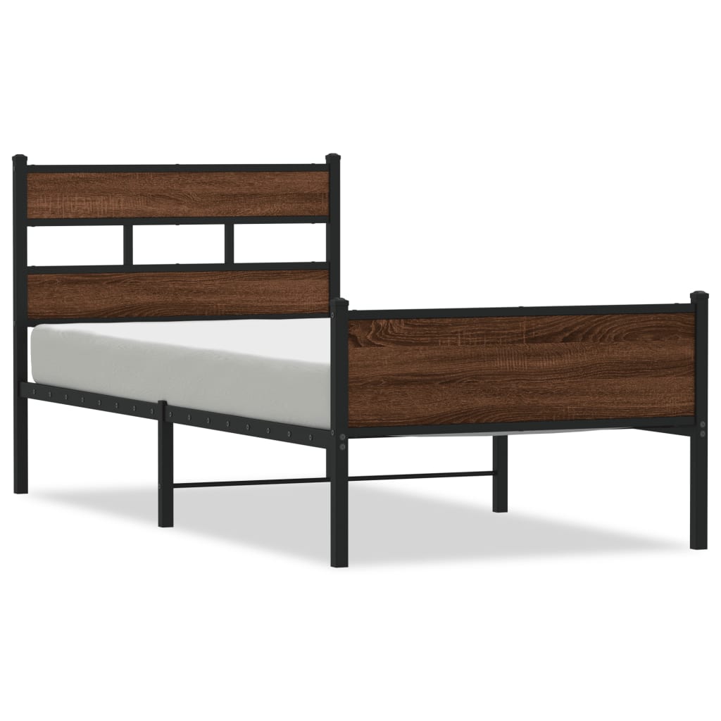 sengeramme 107x200 cm uden madras konstrueret træ brunt eg