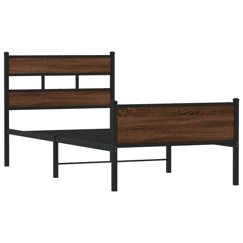 sengeramme 107x200 cm uden madras konstrueret træ brunt eg
