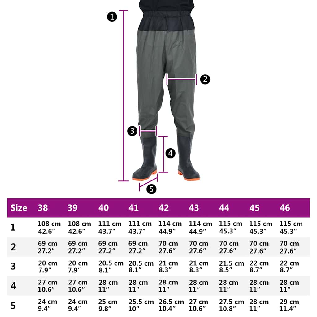 waist waders med støvler str. 43 mørkegrøn