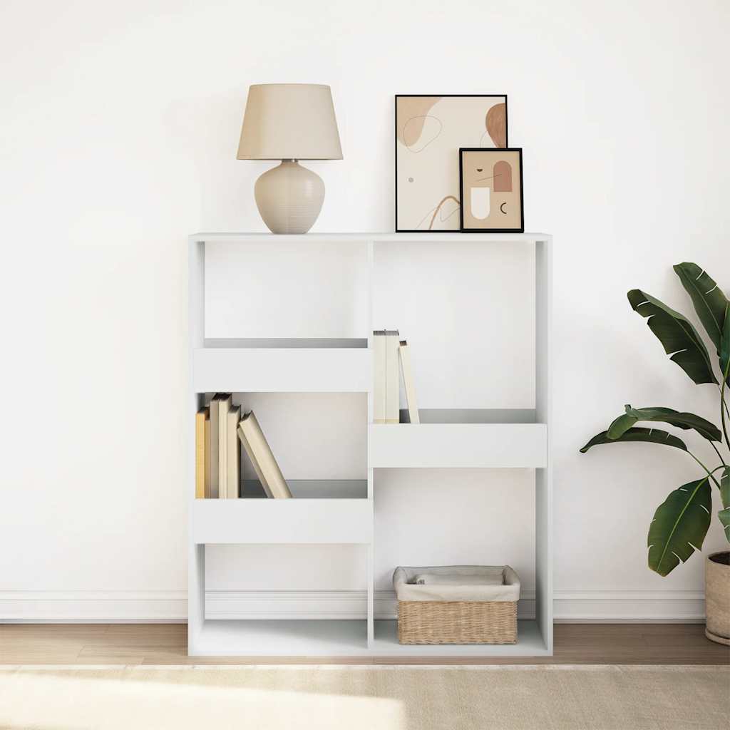 Bogreol/rumdeler 100×33×115 cm - hvid reol med 5 rum