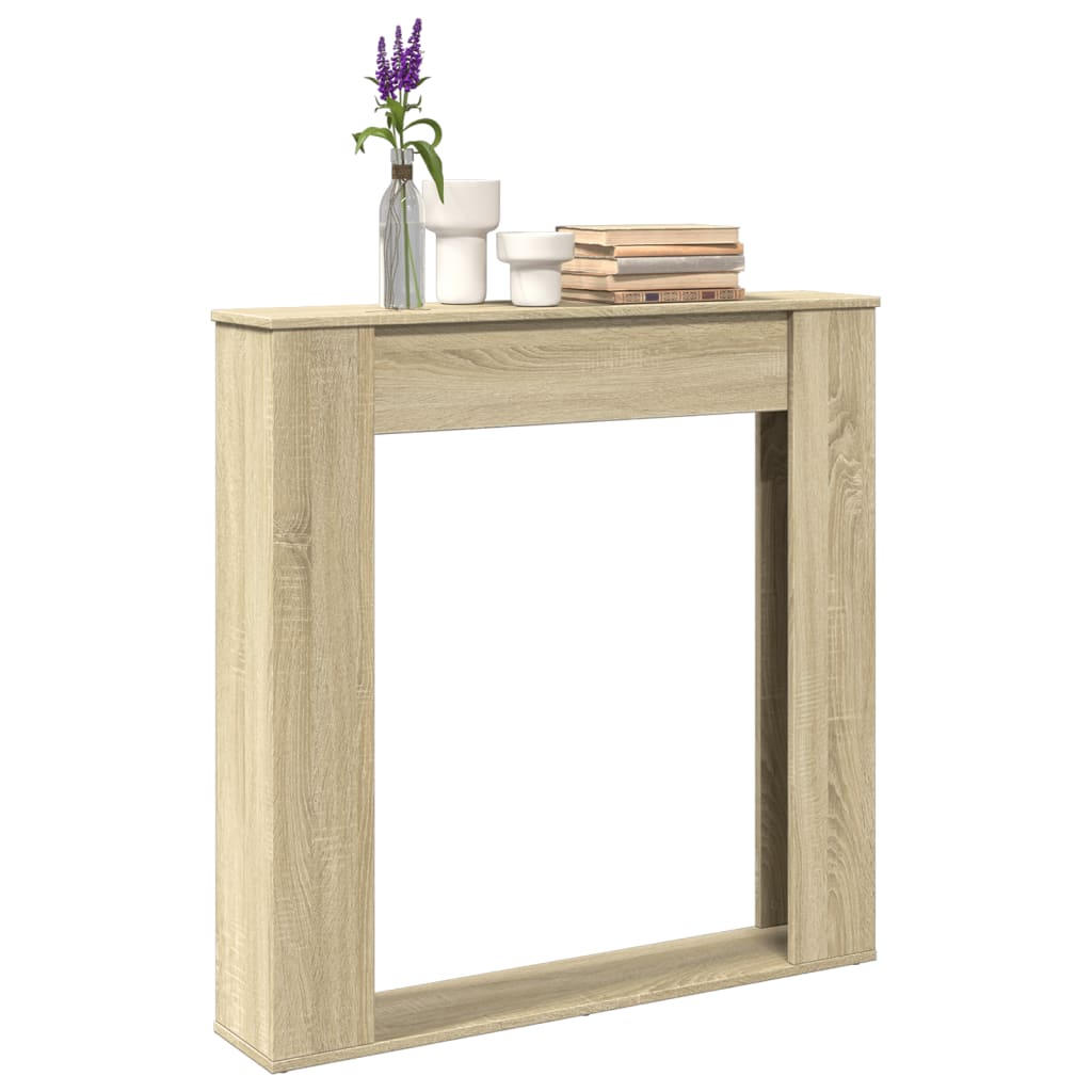 forsats til pejs 100x20x100 cm konstrueret træ sonoma-eg billede