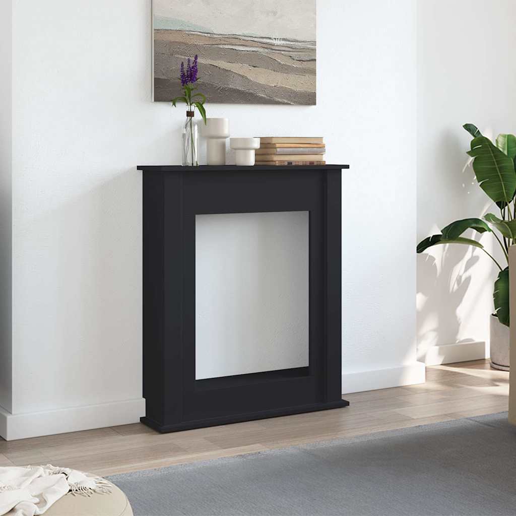 forsats til pejs 75x20x87,5 cm konstrueret træ sort