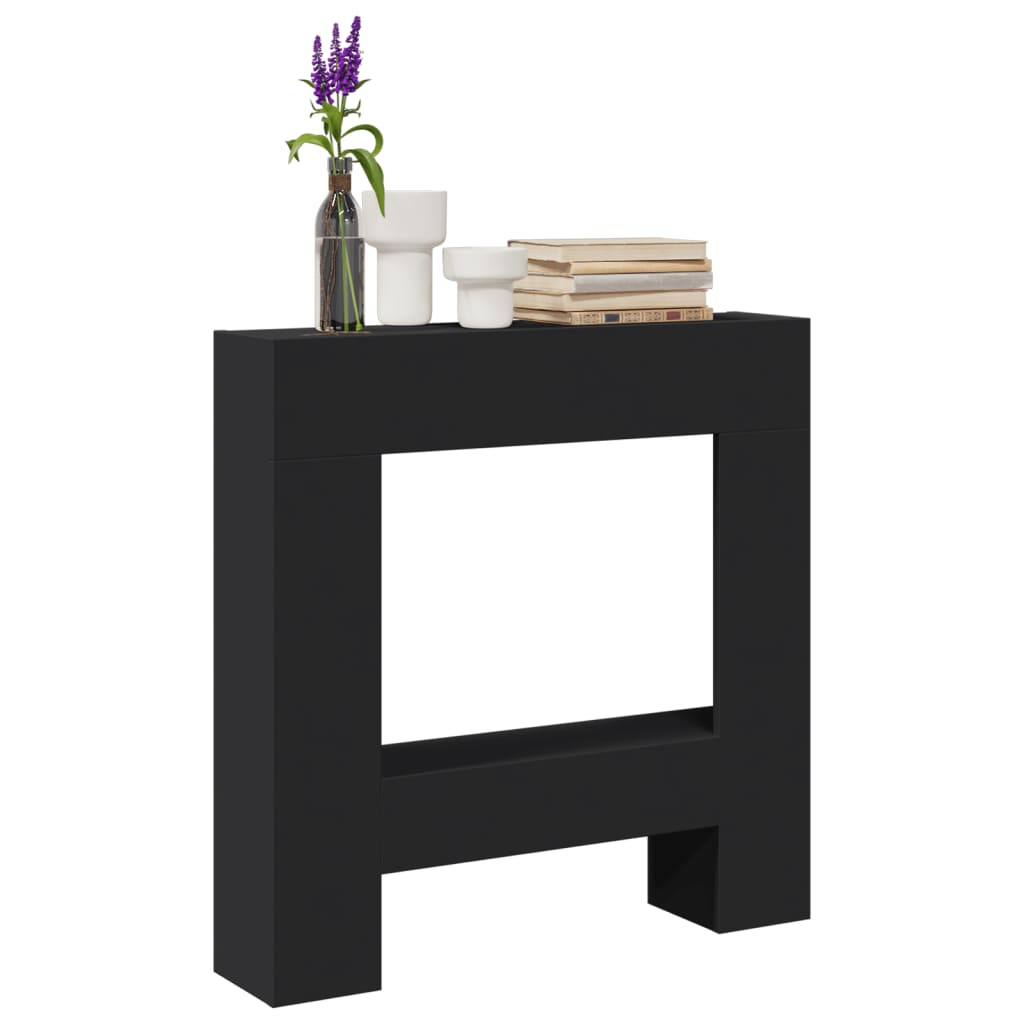 forsats til pejs 81x18x82 cm konstrueret træ sort billede