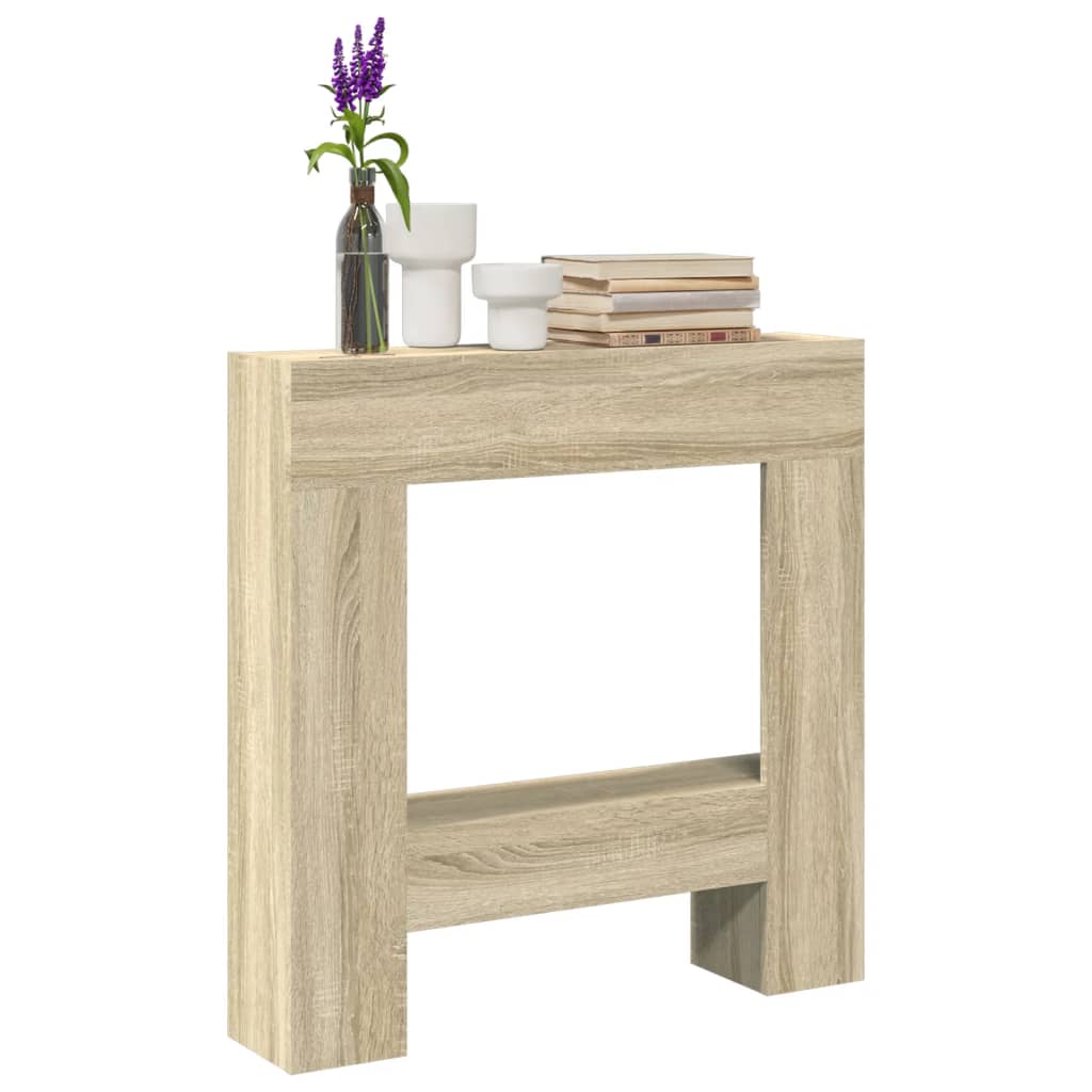 forsats til pejs 81x18x82 cm konstrueret træ sonoma-eg billede