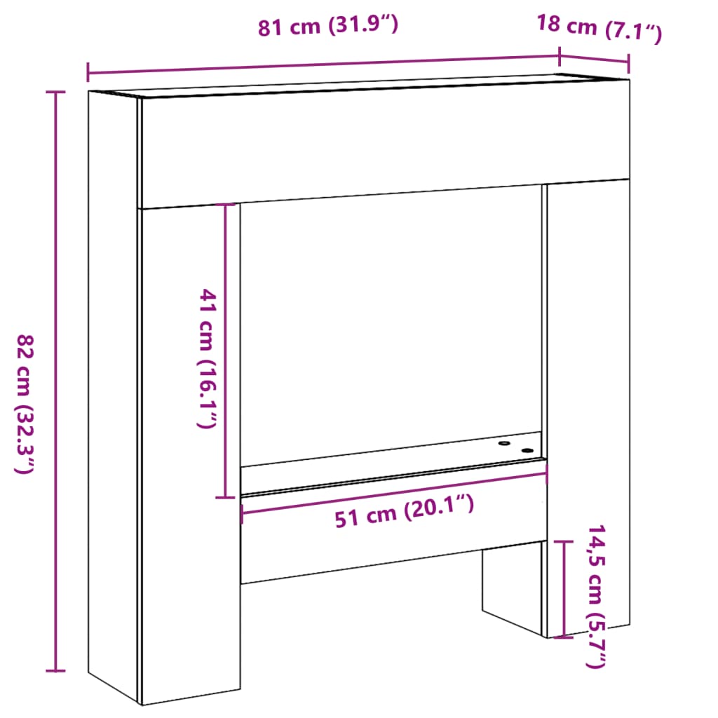 forsats til pejs 81x18x82 cm konstrueret træ brun egetræ