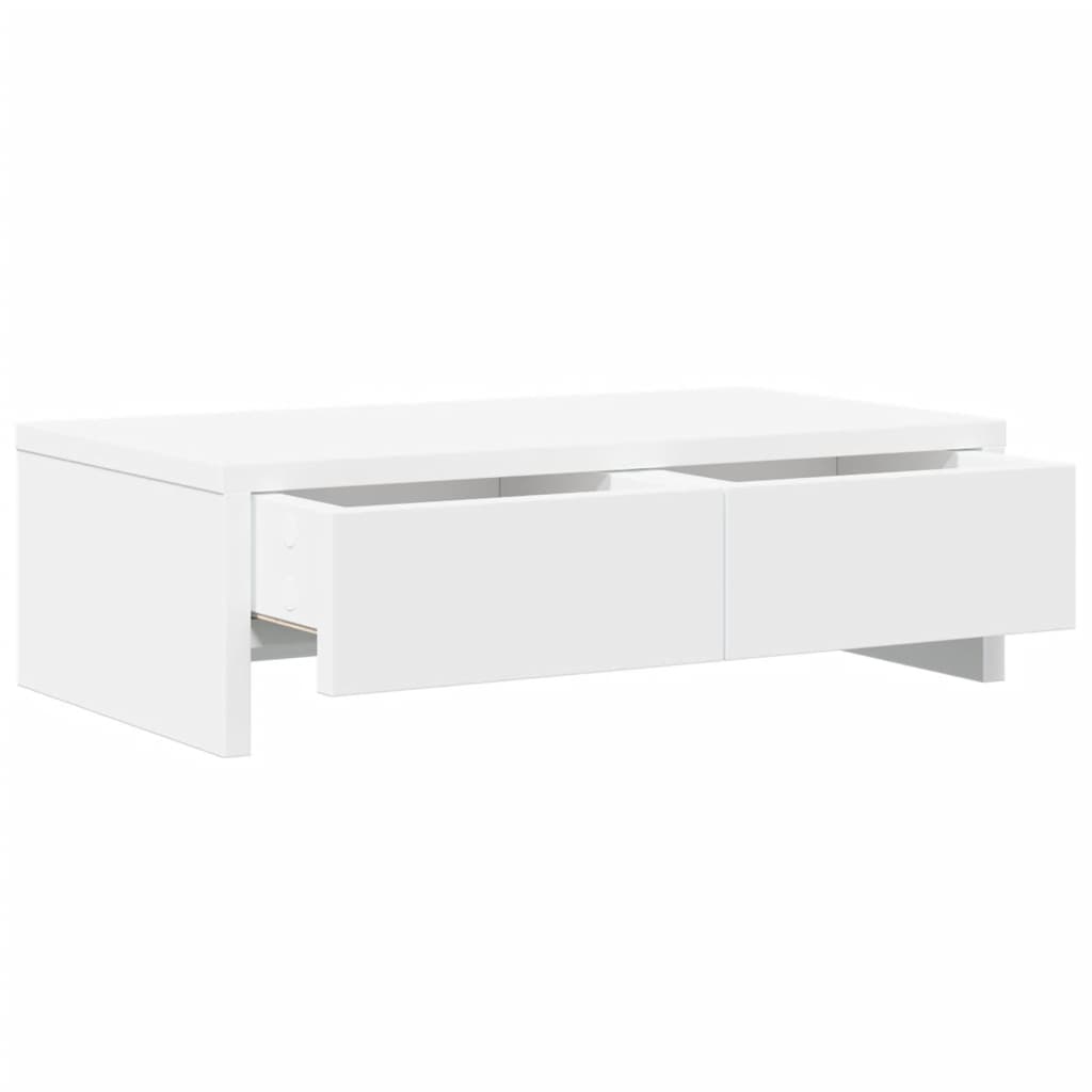 skærmholder med skuffer 50x27x15 cm konstrueret træ hvid