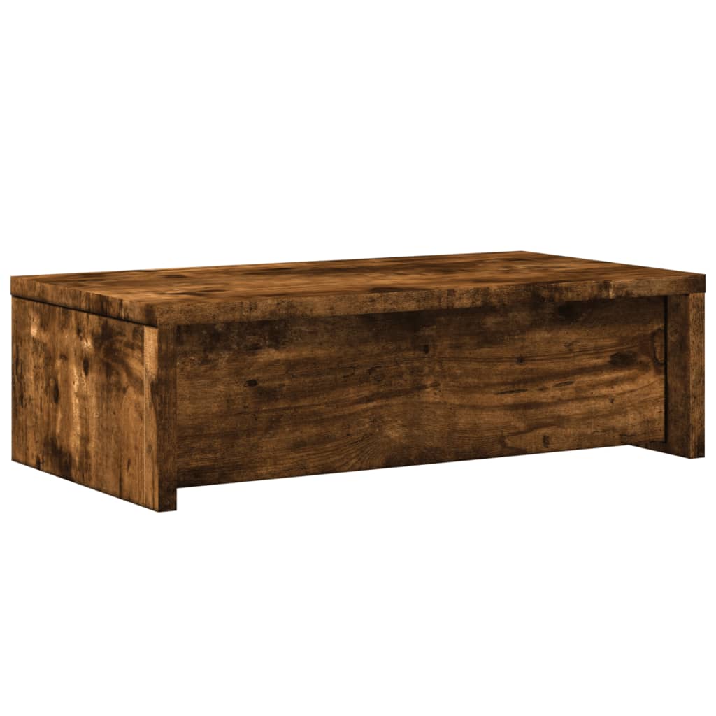 skærmholder med skuffer 50x27x15 cm konstrueret træ røget eg