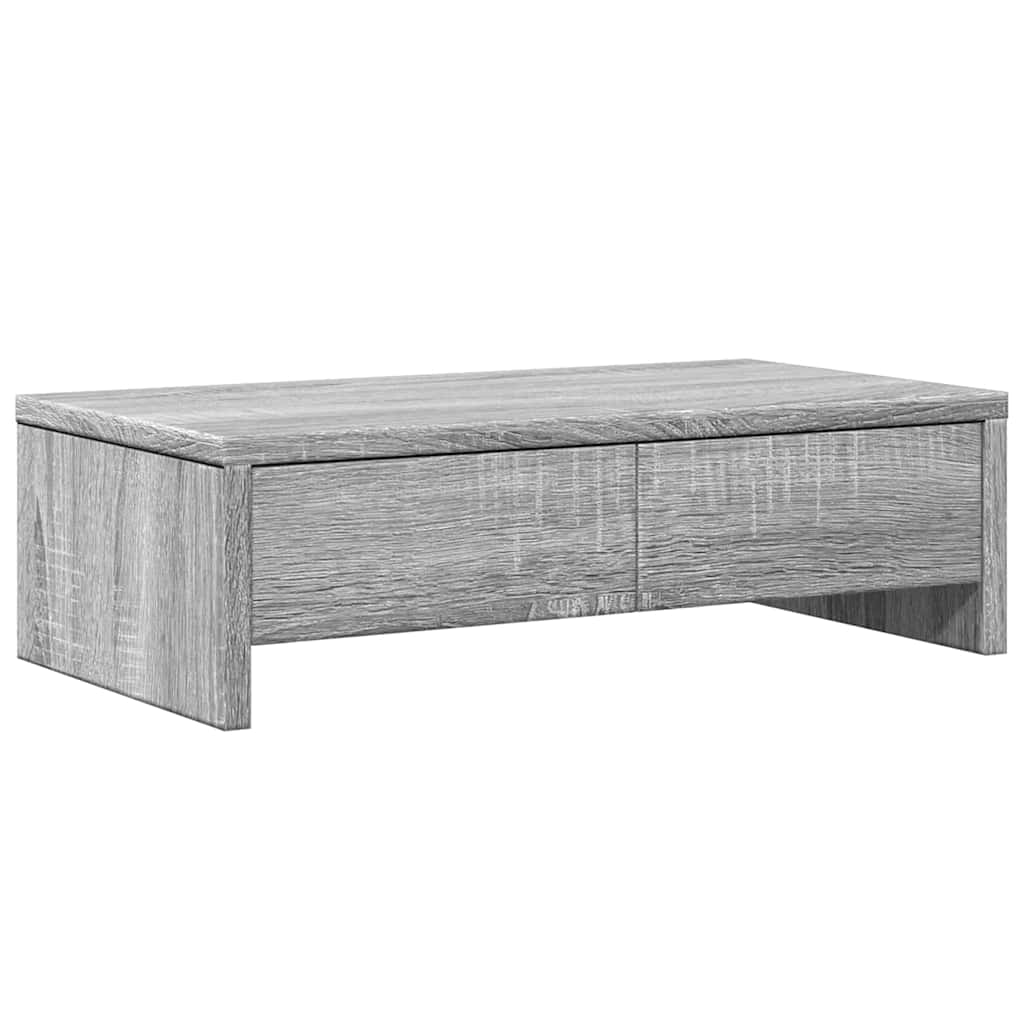 skærmholder med skuffer 50x27x15 cm konstrueret træ grå sonoma