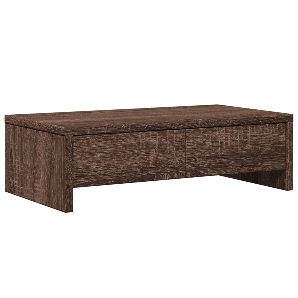 skærmholder med skuffer 50x27x15 cm konstrueret træ brunt eg