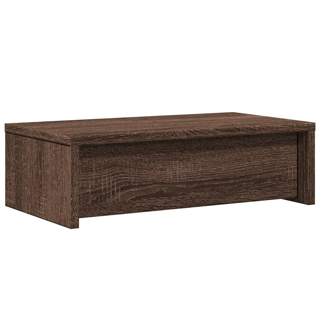 skærmholder med skuffer 50x27x15 cm konstrueret træ brunt eg