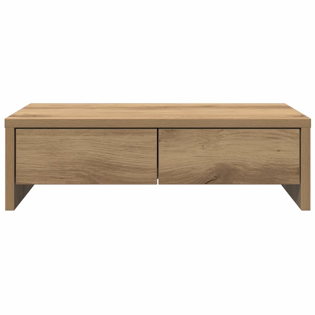 skærmholder med skuffer 50x27x15 cm konstrueret træ kunsteg